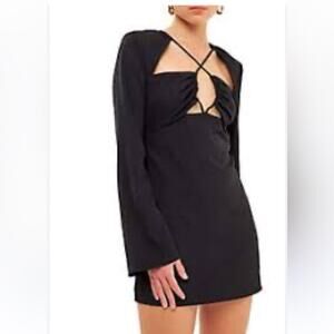 Endless Rose Crossover strap little Black mini dress Long Sleeve NEW Size small